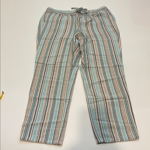 J. Jill Pants - J.Jill Casual Striped Linen Blend Pull On Pants in Blue and Tan